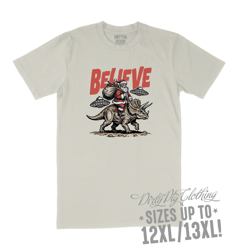 Believe Big Mens Christmas Shirt 10XL/11XL / Cream Printed Shirts