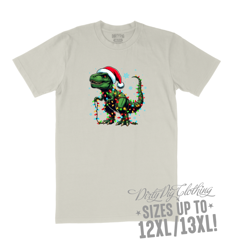 Christmas Rex Big Mens Christmas Shirt 10XL/11XL / Cream Printed Shirts