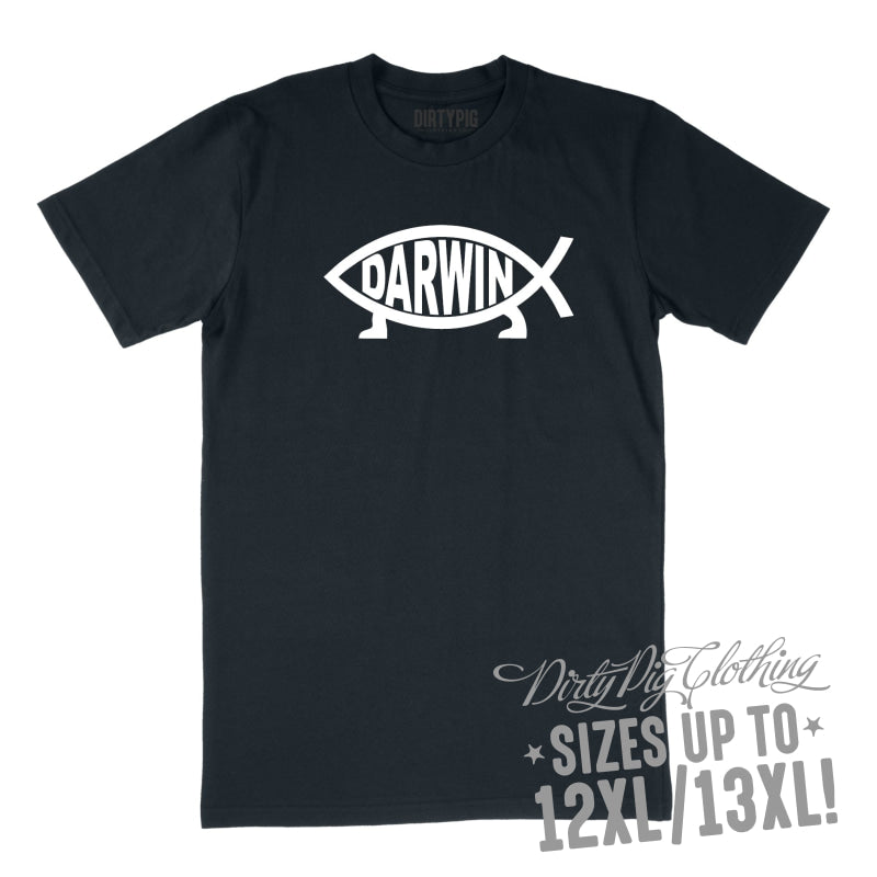 Darwin Fish Big Mens Shirt 8XL/9XL / Navy Printed Shirts