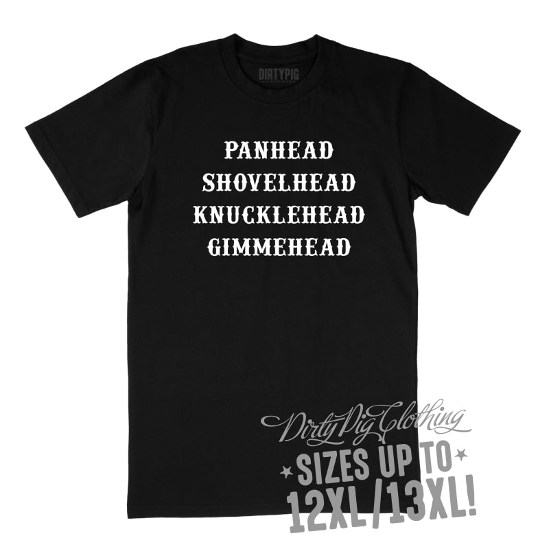 Panhead Shovelhead Knucklehead Gimmehead Big Mens Shirt 12XL/13XL / Black Printed Shirts