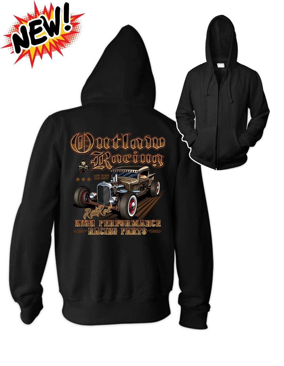 Outlaw Racing Big Mens Zip Hoodie