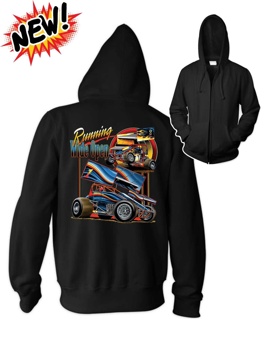 Sprint Car Big Mens Zip Hoodie