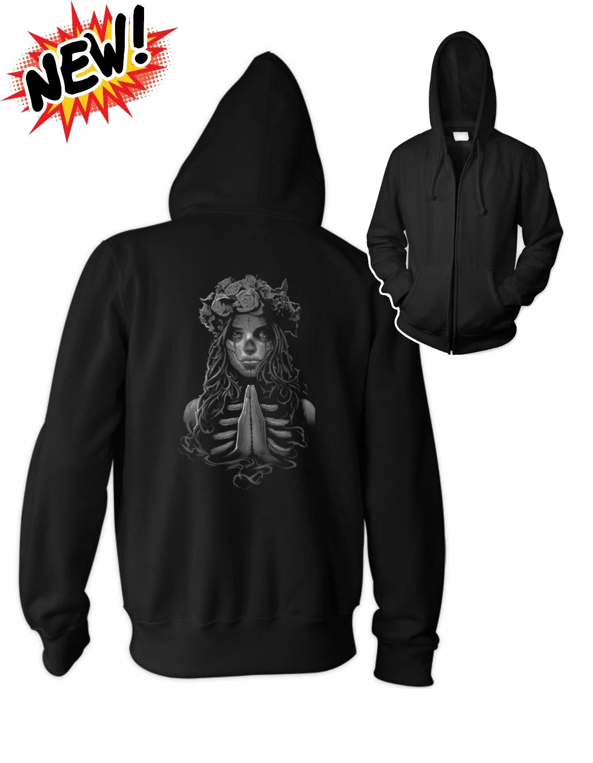 Praying Girl Big Mens Zip Hoodie