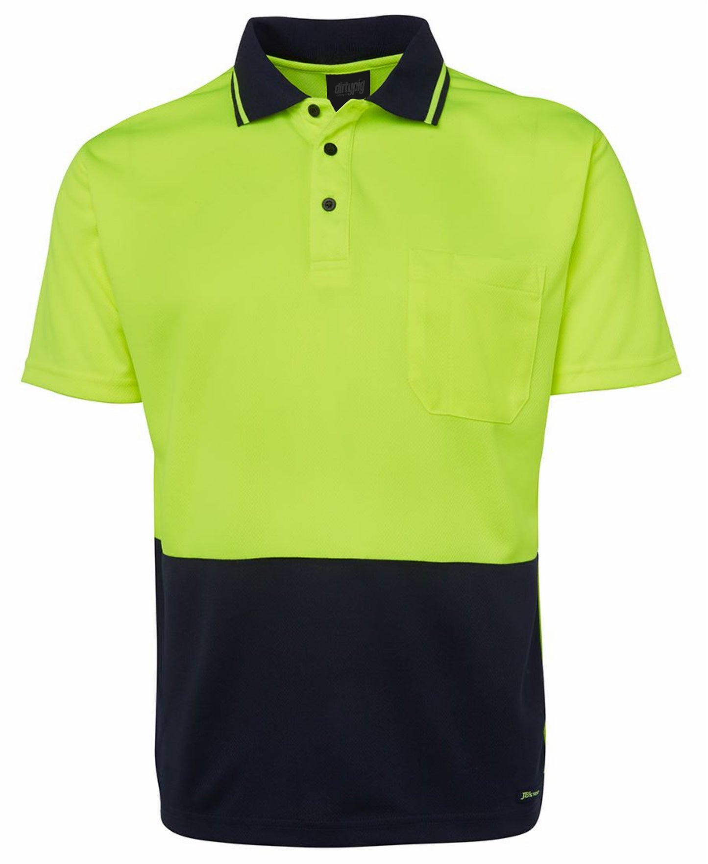 Big Mens Hi Vis Polo Shirt Navy / Lime