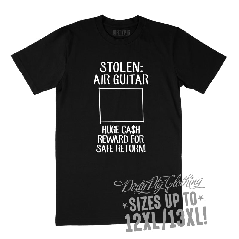 Air Guitar Big Mens Shirt 12Xl/13Xl - Black Only / Printed Shirts