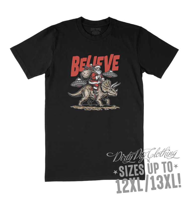 Believe Big Mens Christmas Shirt 12XL/13XL / Black Printed Shirts