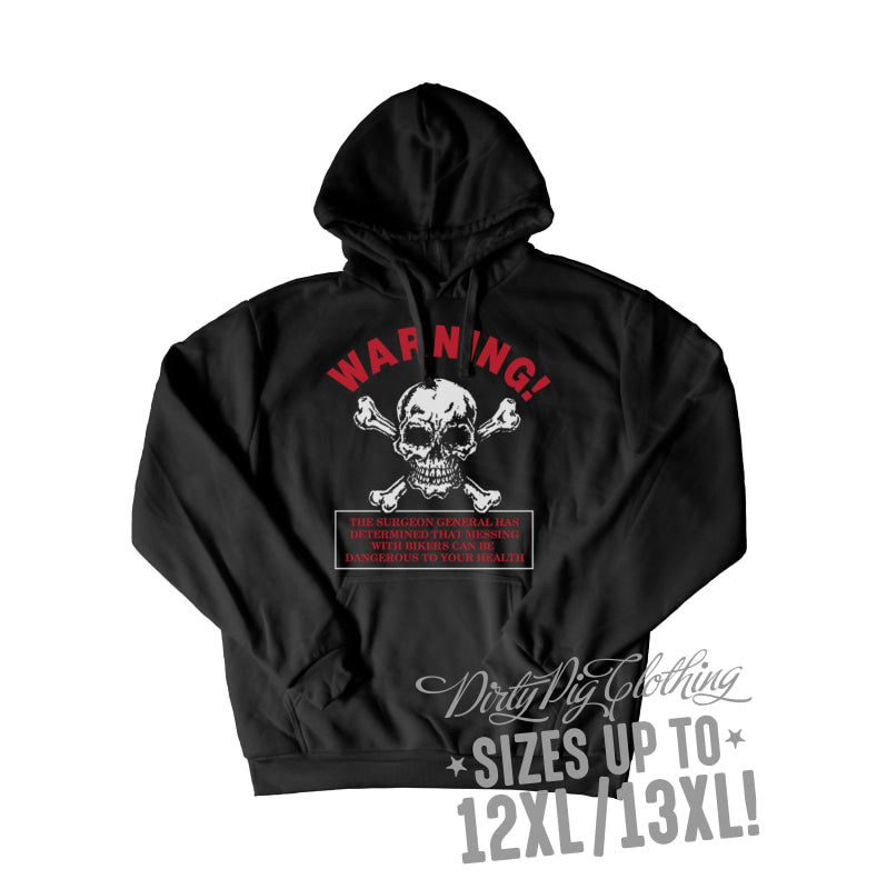 Biker Warning Big Mens Hoodie Pullover