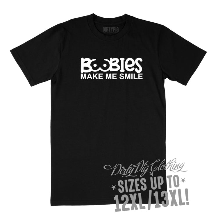 Boobies Make Me Smile Big Mens Shirt 12Xl/13Xl - Black Only / Printed Shirts