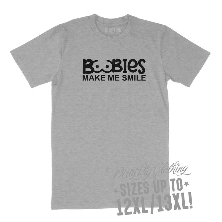 Boobies Make Me Smile Big Mens Shirt 8Xl/9Xl / Grey Printed Shirts