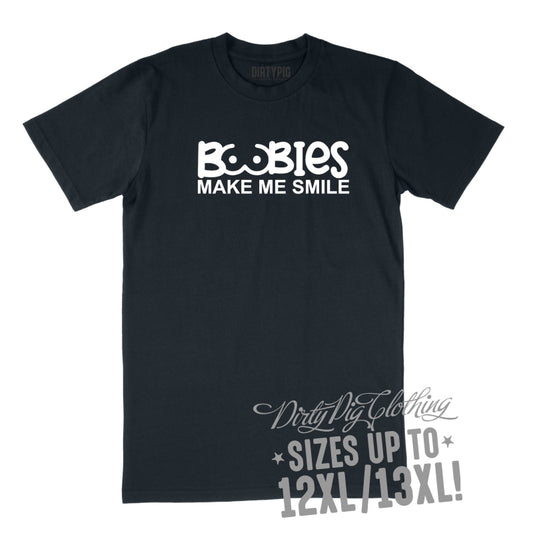 Boobies Make Me Smile Big Mens Shirt 8Xl/9Xl / Navy Printed Shirts