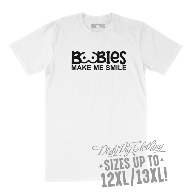 Boobies Make Me Smile Big Mens Shirt 8Xl/9Xl / White Printed Shirts