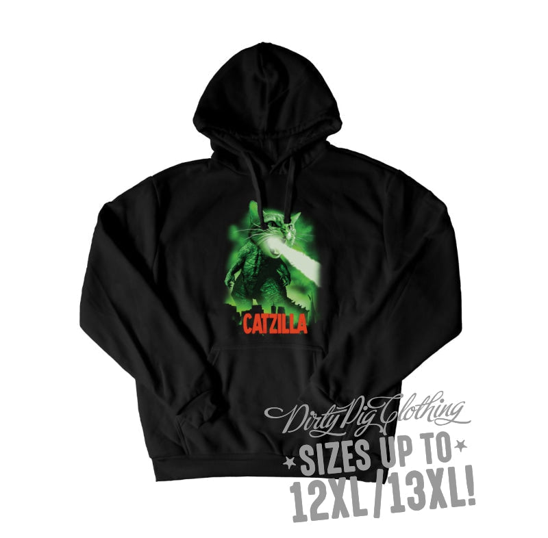 Catzilla Big Mens Hoodie Front Or Rear Print 12Xl/13Xl / Pullover