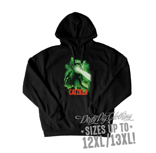 Catzilla Big Mens Hoodie Front Or Rear Print 12Xl/13Xl / Pullover