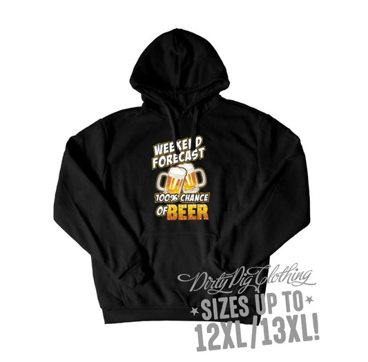 Chance Of Beer Big Mens Hoodie Front Or Rear Print 12Xl/13Xl / Pullover