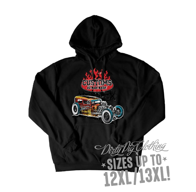 Custom Garage Big Mens Hoodie Front Or Rear Print 12Xl/13Xl / Pullover