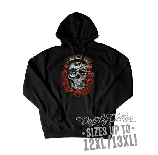 Day Of The Dead Big Mens Hoodie Front Or Rear Print 12Xl/13Xl / Pullover