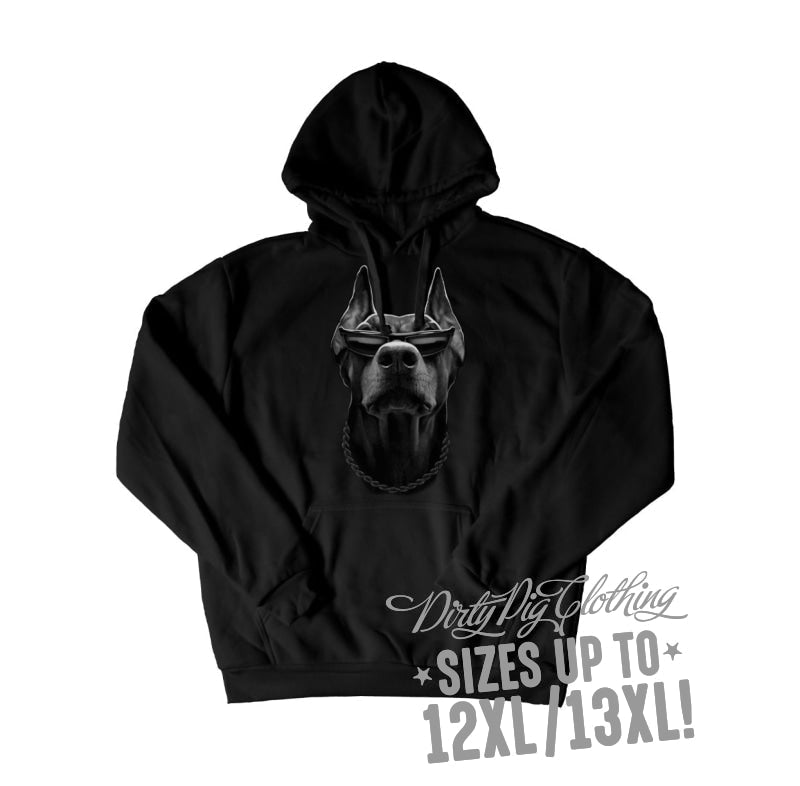 Doberman Big Mens Hoodie Front Or Rear Print 12Xl/13Xl / Pullover