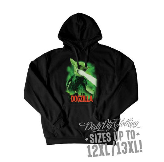 Dogzilla Big Mens Hoodie Front Or Rear Print 12Xl/13Xl / Pullover