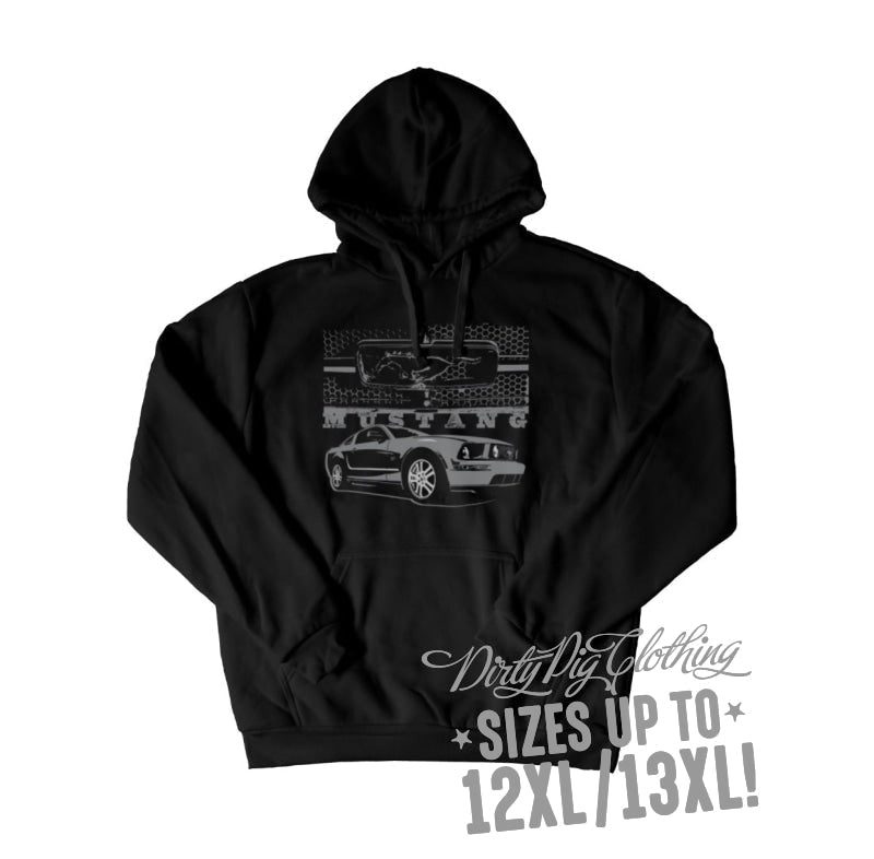 Ford Mustang Grill Big Mens Hoodie Front Or Rear Print 12Xl/13Xl / Pullover