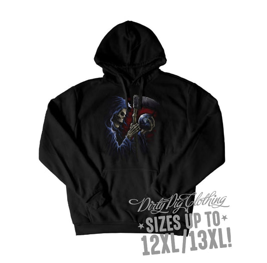 Grim Reaper & Sphere Big Mens Hoodie Front Or Rear Print 12Xl/13Xl / Pullover