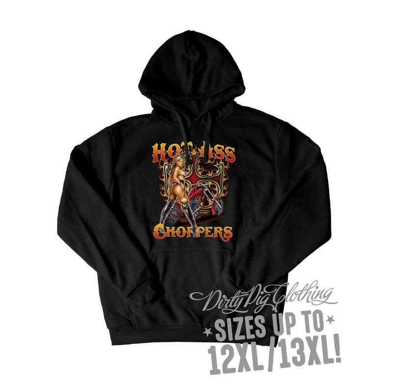 Hot Ass Choppers Big Mens Hoodie Front Or Rear Print 12Xl/13Xl / Pullover