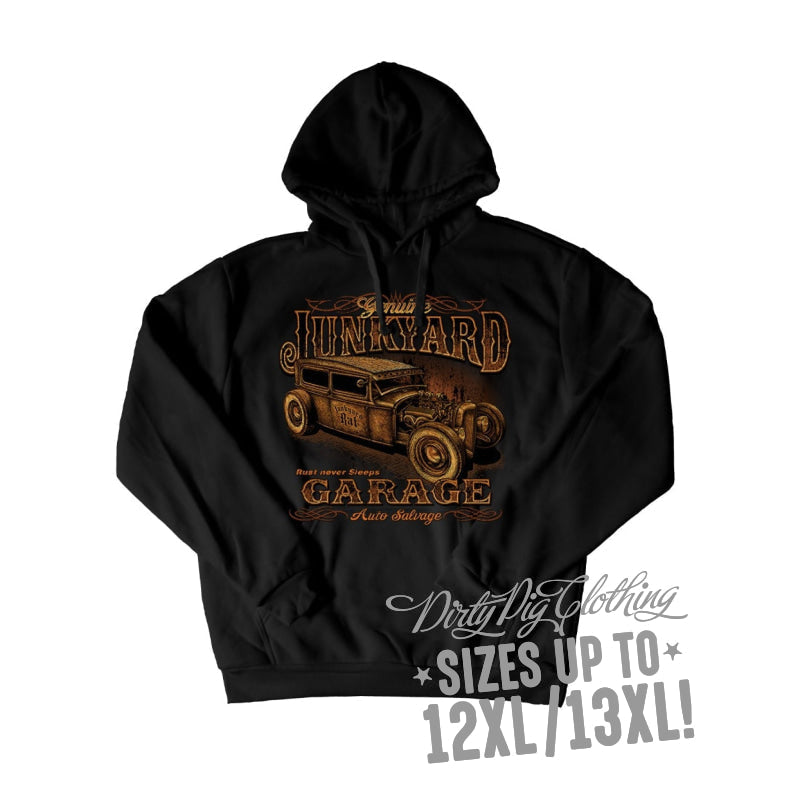 Junkyard Garage Big Mens Hoodie Front Or Rear Print 12Xl/13Xl / Pullover