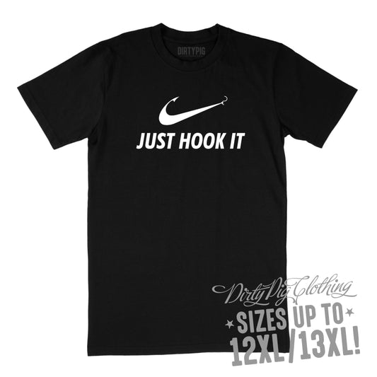 Just Hook It Big Mens Shirt 12XL/13XL - Black Only / Black Printed Shirts