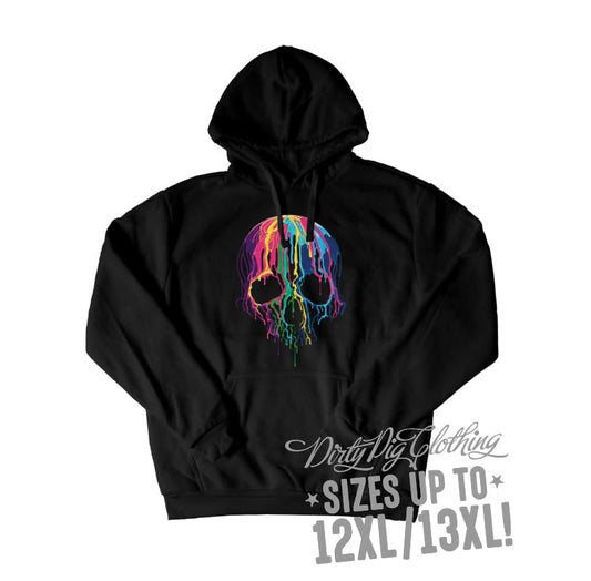 Melting Skull Big Mens Hoodie Front Or Rear Print 12Xl/13Xl / Pullover