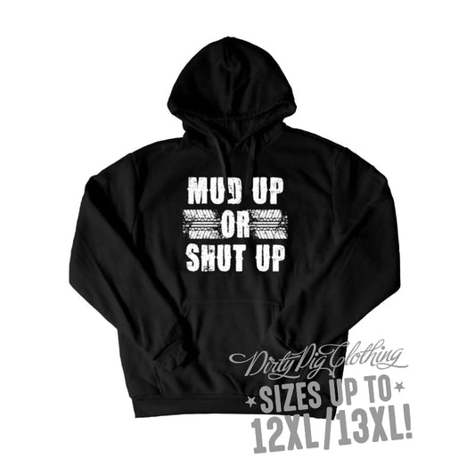 Mud Up Big Mens Hoodie Front Or Rear Print 12Xl/13Xl / Pullover