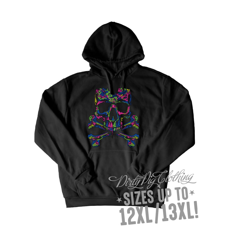 Neon Skull Crossbones Big Mens Hoodie Pullover