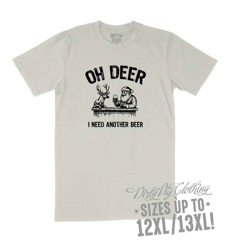 Oh Deer Big Mens Christmas Shirt 10XL/11XL / Cream Printed Shirts