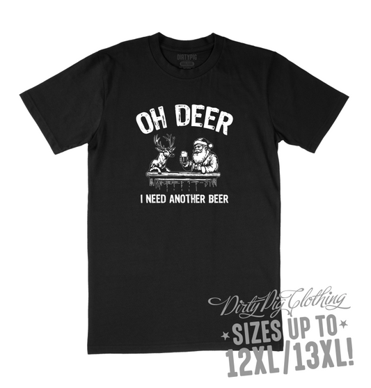 Oh Deer Big Mens Christmas Shirt 12XL/13XL / Black Printed Shirts