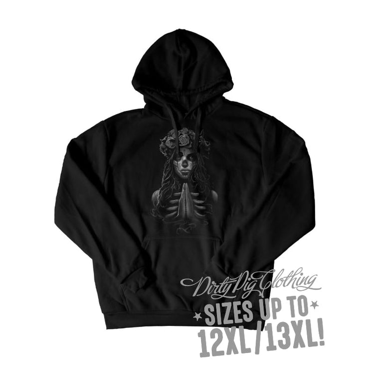 Praying Girl Big Mens Hoodie Front Or Rear Print 12Xl/13Xl / Pullover