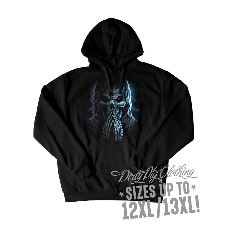 Praying Reaper Big Mens Hoodie Front Or Rear Print 12Xl/13Xl / Pullover