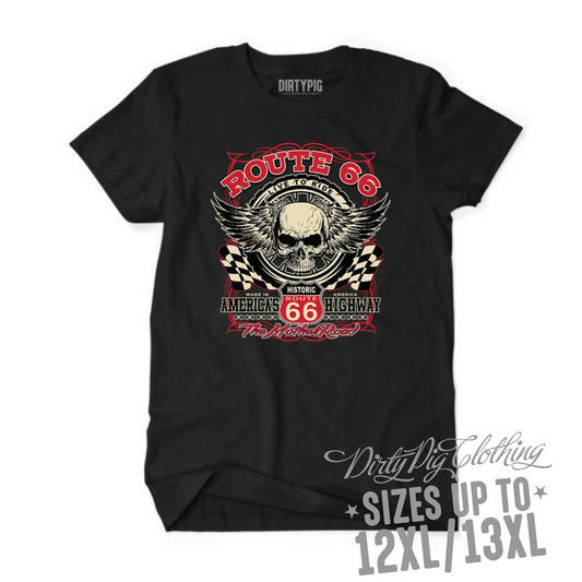 Route 66 Skull Big Mens Shirt Printed Shirts