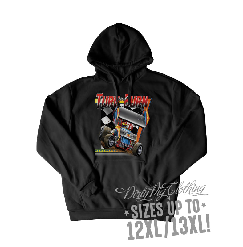 Sprintcar Turn And Burn Big Mens Hoodie Pullover