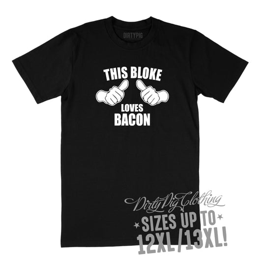 This Bloke Loves Bacon Big Mens Shirt 12Xl/13Xl - Black Only / Printed Shirts