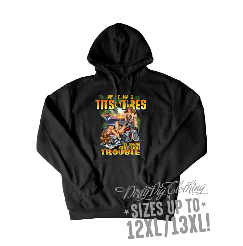 Tits Or Tires Big Mens Hoodie Pullover