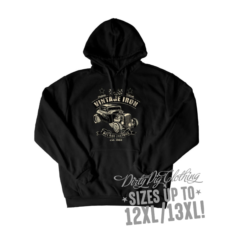 Vintage Iron Big Mens Hoodie Front Or Rear Print 12Xl/13Xl / Pullover