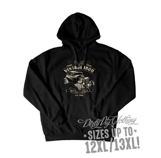 Vintage Iron Big Mens Hoodie Front Or Rear Print 12Xl/13Xl / Pullover