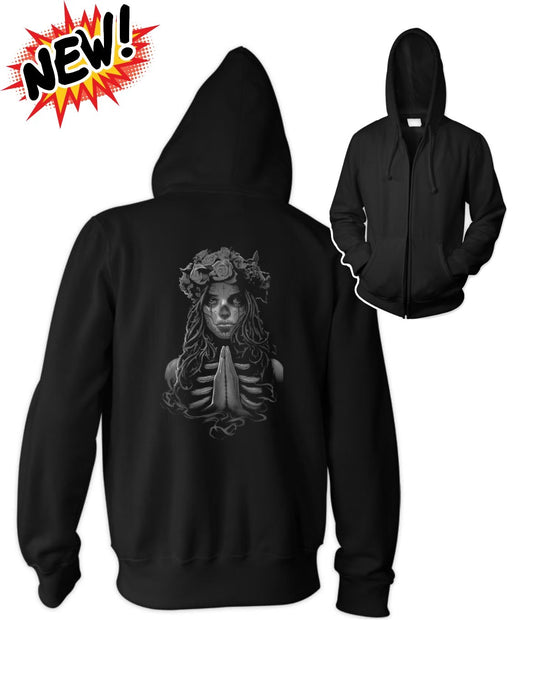 Praying Girl Big Mens Zip Hoodie