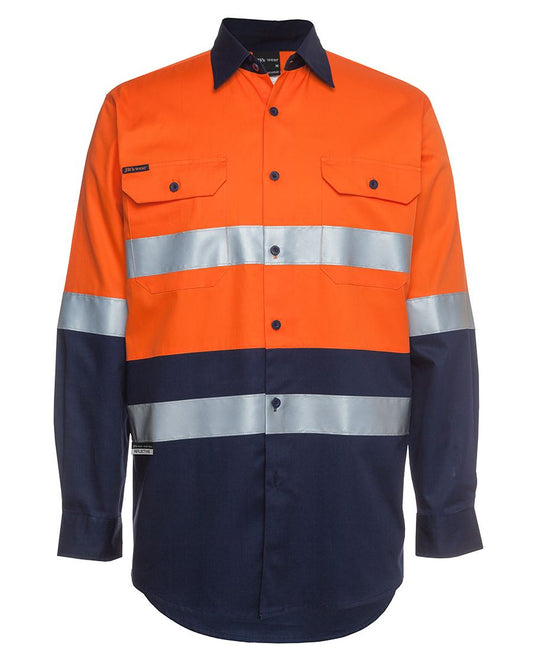 JB's Day / Night High Vis Button Up Work Shirt Orange / Navy