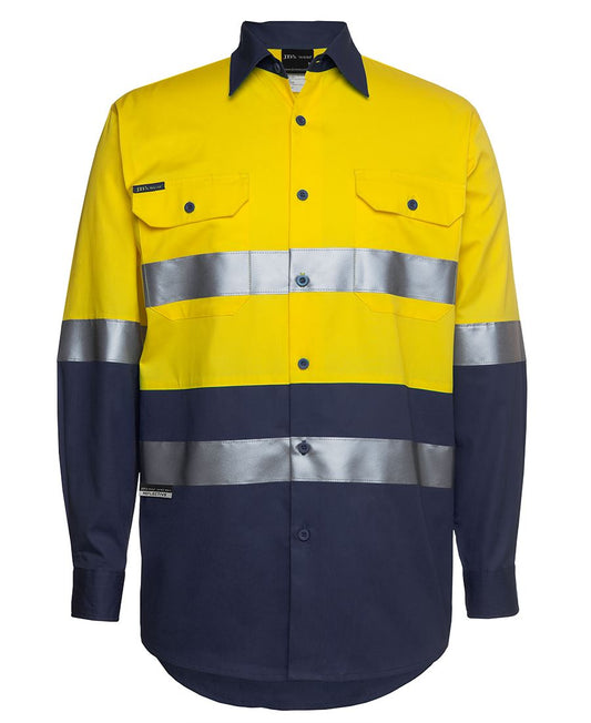 JB's Day / Night High Vis Button Up Work Shirt Yellow / Navy