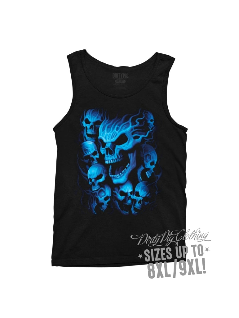 Blue Skulls Big Mens Singlet Singlets